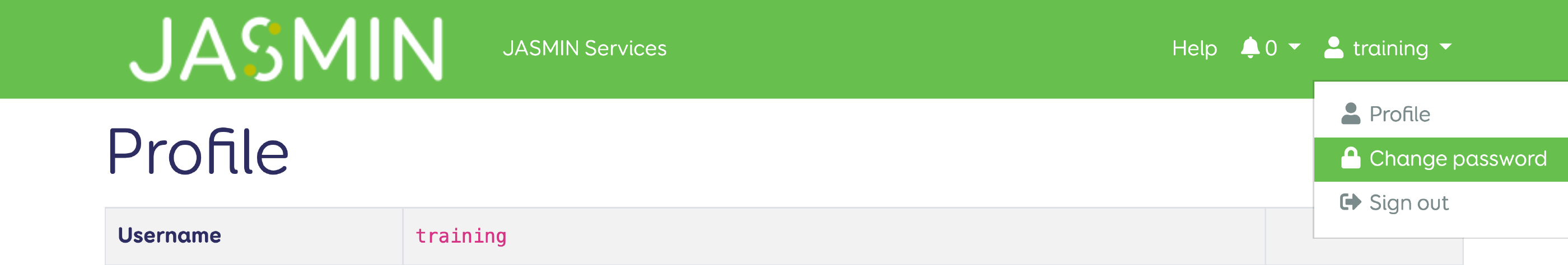 Select change password from your user menu
