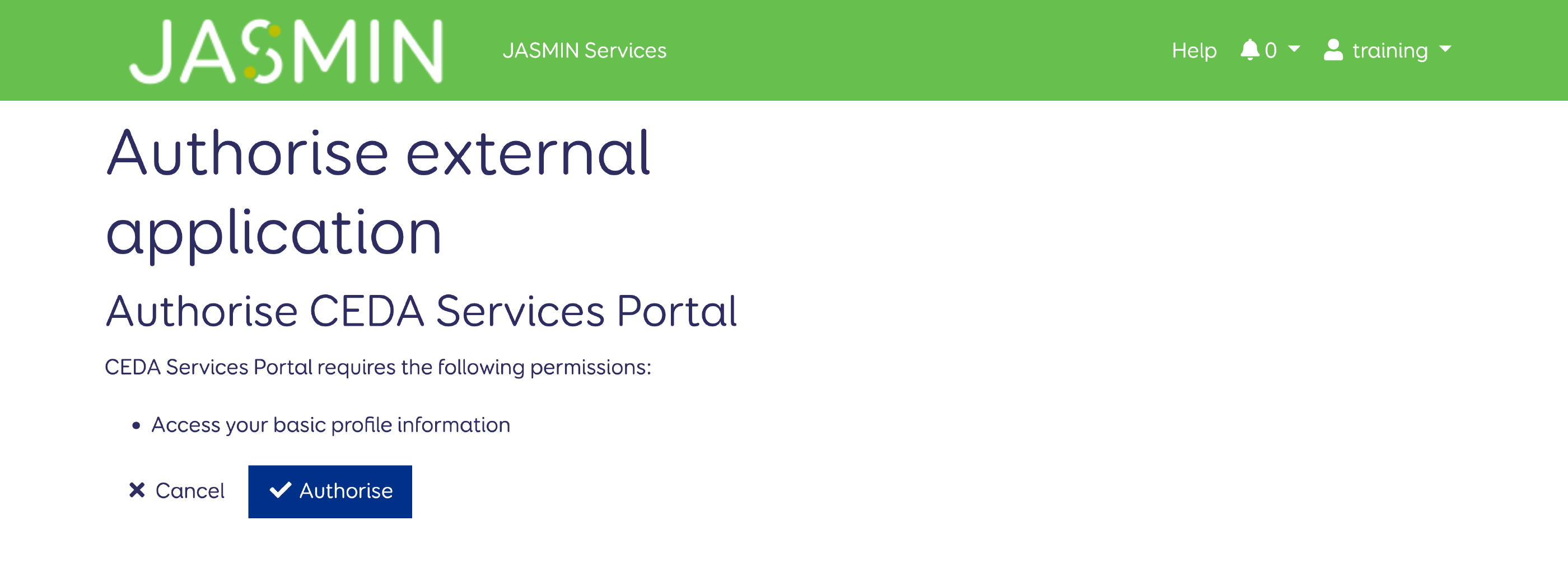 JASMIN accounts portal linking page